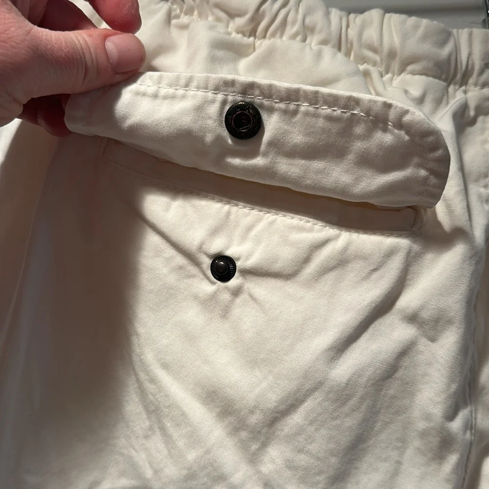 Free People White Cotton‎ Pants Rouched Ankle Crop Baggy Oversized XS
